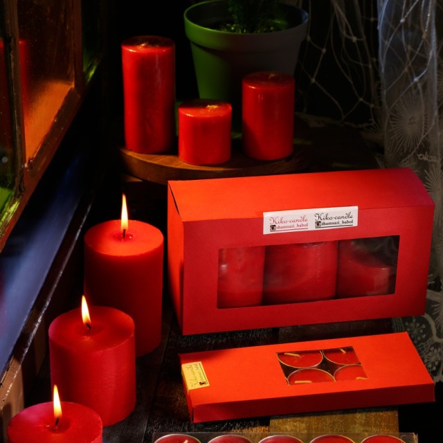 شمع استوانه ای رنگ قرمز کلاسیک قطر 7