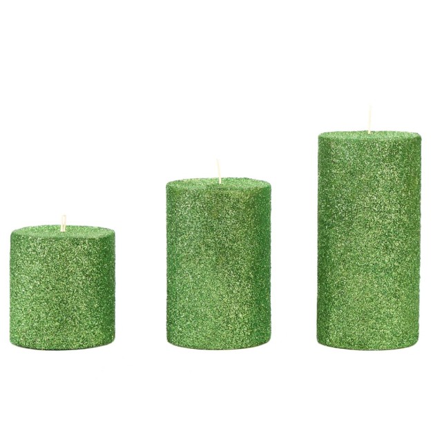 شمع استوانه ای سبز اکلیلی کلاسیک قطر 7
