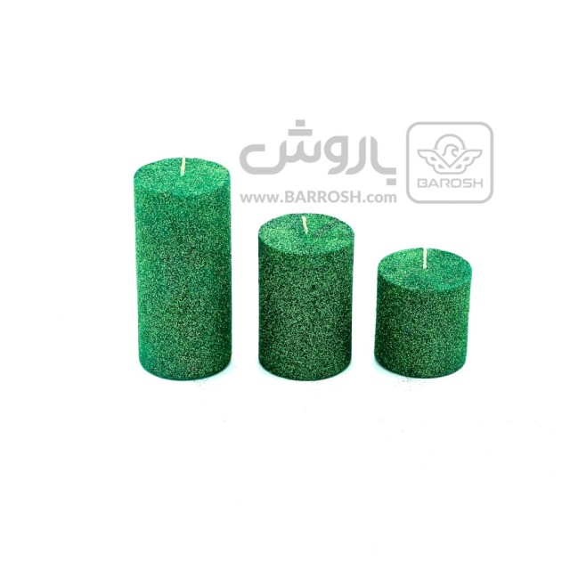 شمع استوانه ای سبز اکلیلی کلاسیک قطر 5