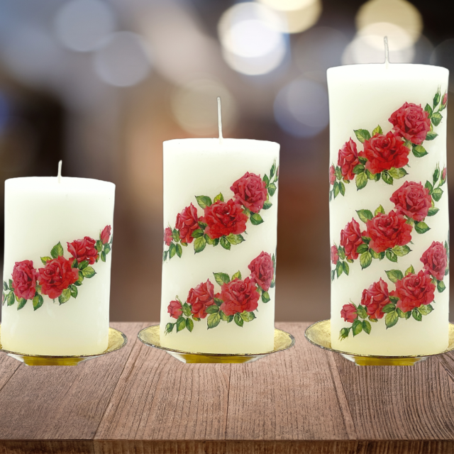 شمع استوانه ترانسفر قطر 5 طرح گل شماره چهار